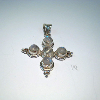 Anhänger Kreuz mit Blume 20 mm, Silber