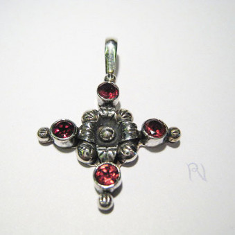 Anhänger Mandala Kreuz mit 4 Steinen