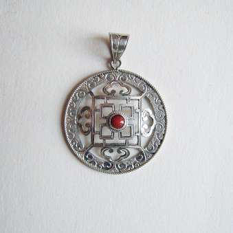 Anhänger Mandala 1 Stein, durchbrochen 30 mm, Silber
