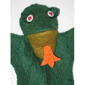 Hand puppets - felt frog green