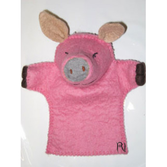 Hand puppets - felt pig, pink