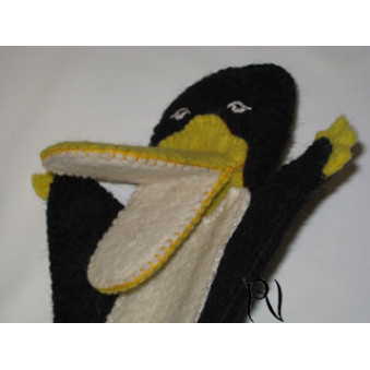 Hand puppets - felt penguin, black-yellow-white