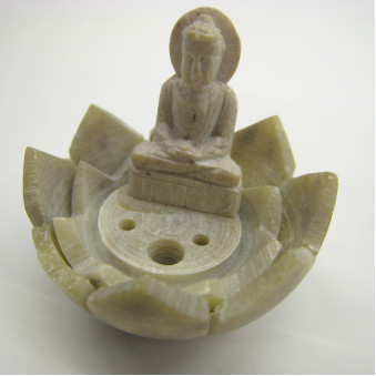 Incense Stand Stone Lotus with Buddha