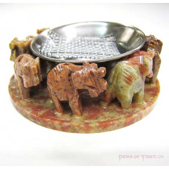 Incense Burner and Incense Holder Stone Elephant in Circle