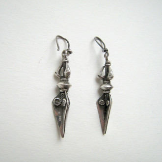 Earrings - Silver Thunderbolt Phurba