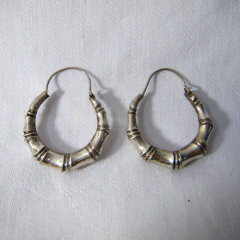 Earrings - Silver Creole Bamboo L