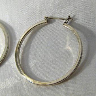 Earrings - silver creoles edged open