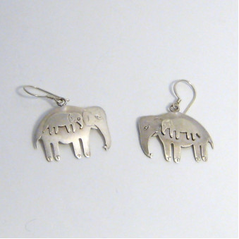 Ohrhänger Elefant mit Baby, Silber