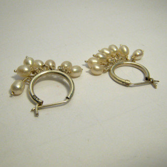 Ohrhänger 7 Perlen an Kreole, Silber