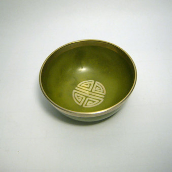 New singing bowl,diff. Silver -motif, yellow-green, 8 cm